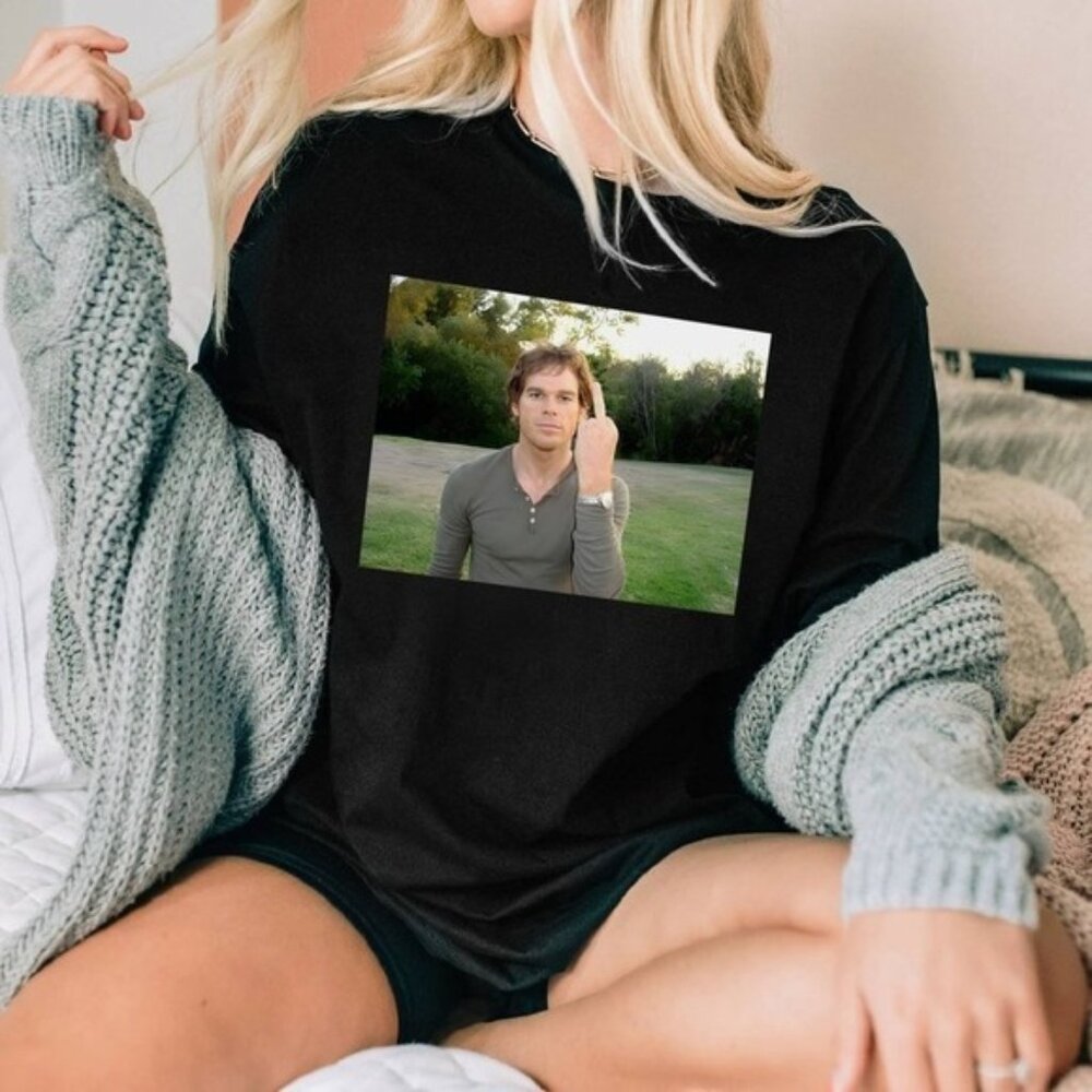 Pink Dexter Middle Finger sweatshirt Funny Dexter Meme Dexter Morgan sweatshirt